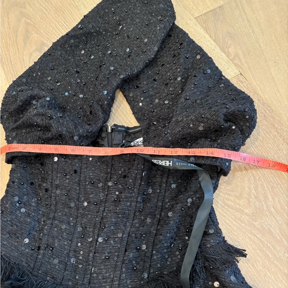 Heiress Beverly Hills boucle halterneck corset ruffle mini dress sequin black - Picture 10 of 13